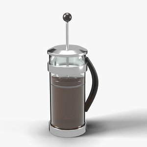 Glass French Press Coffee Maker with Chrome Frame - Kitchen Prop