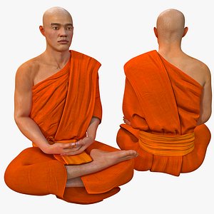 3ds max buddhist monk seated meditation