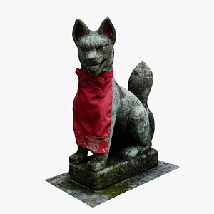 Japanese Fox Stone Statue Scan model