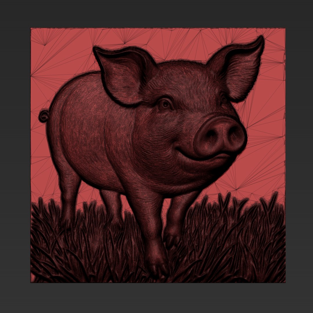 3D Pig Decorative Relief - TurboSquid 2434697