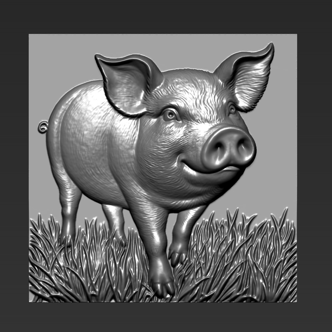 3D Pig Decorative Relief - TurboSquid 2434697