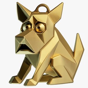 Stylized Geometric Dog Pendant 3D