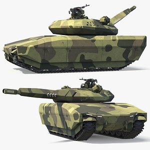 3D Tactical Armored Fighting Tank Camouflage Green Rigged