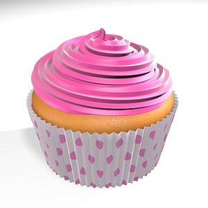 3D pink cupcake cup cake model