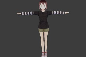 game ready Low Poly Anime Character Girl v19 3D model