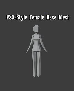 PSX-Style Low Poly Female Base Mesh Rigged
