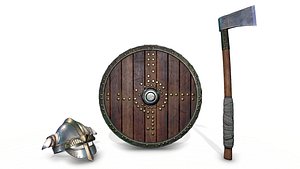 helmet axe shield 3D model