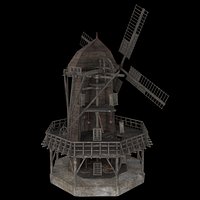 Old Wooden Enterable Windmill