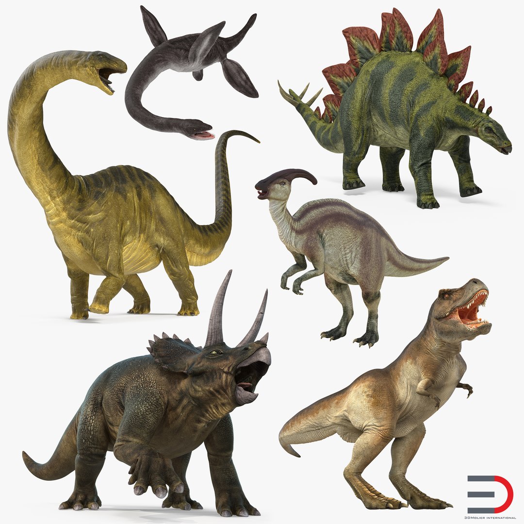 Rigged Dinosaurs Collection 3D model preview
