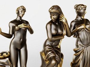 3D Classical Bronze and Marble Statues Collection