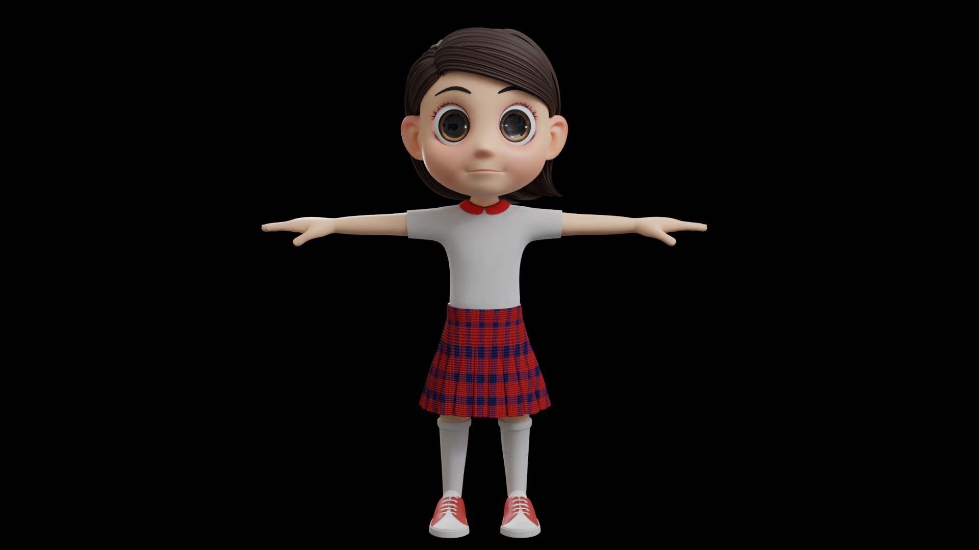 Cartoon School Girl 3D - TurboSquid 1871092