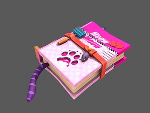 stylized cat training book 3D model