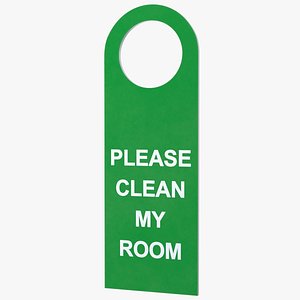 Hotel Door Hanger Clean My Room White Green 3D model