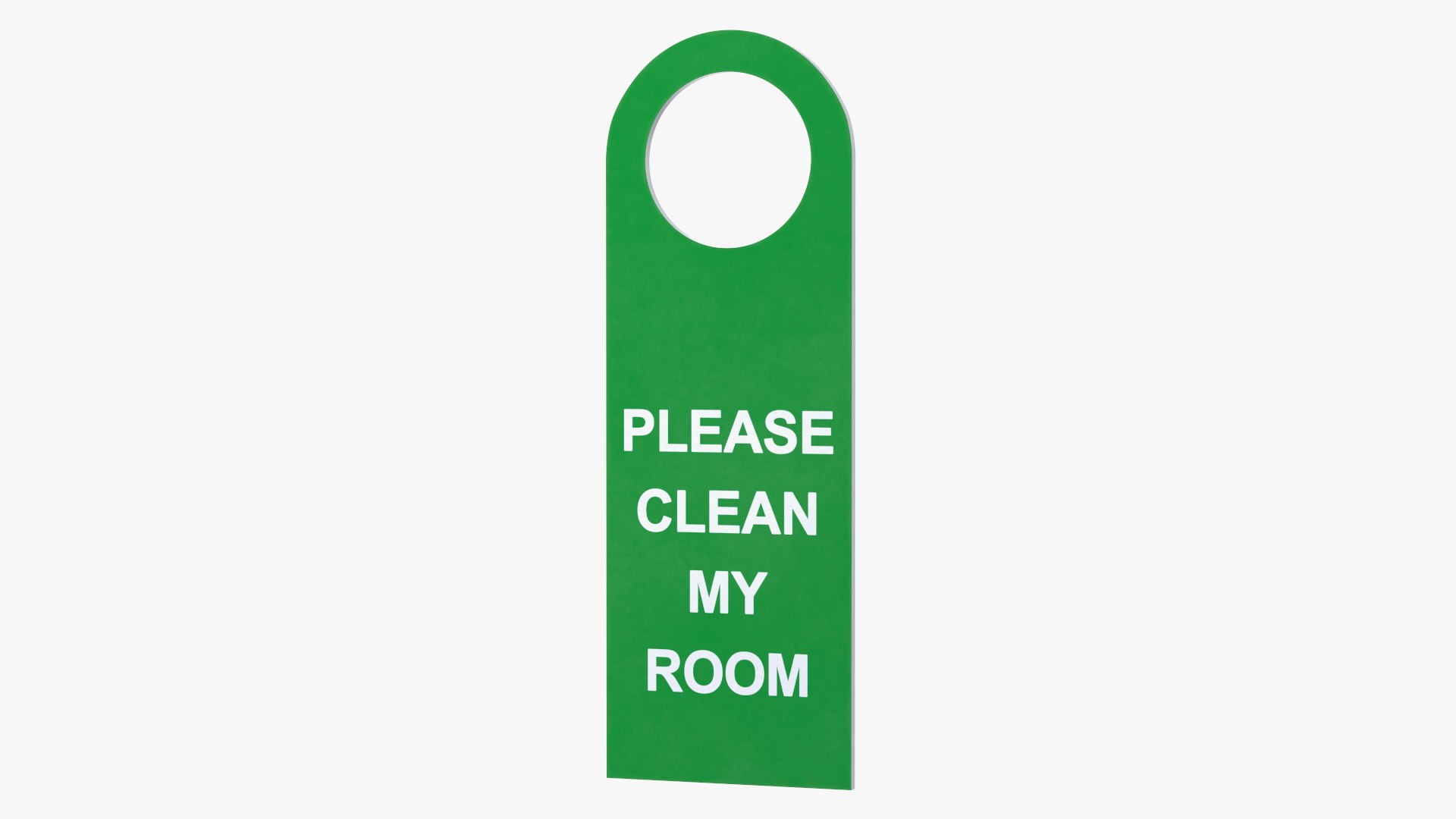 Hotel Door Hanger Clean My Room White Green 3D model preview