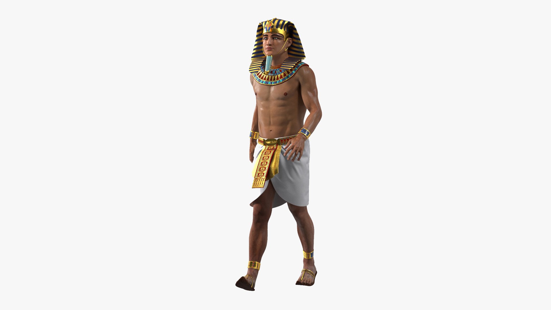 Egyptian Pharaoh Rigged for Maya 3D model preview