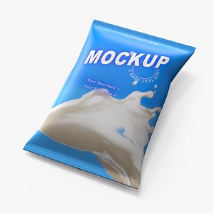 Pillow Shape Milk Package Mockup Blue