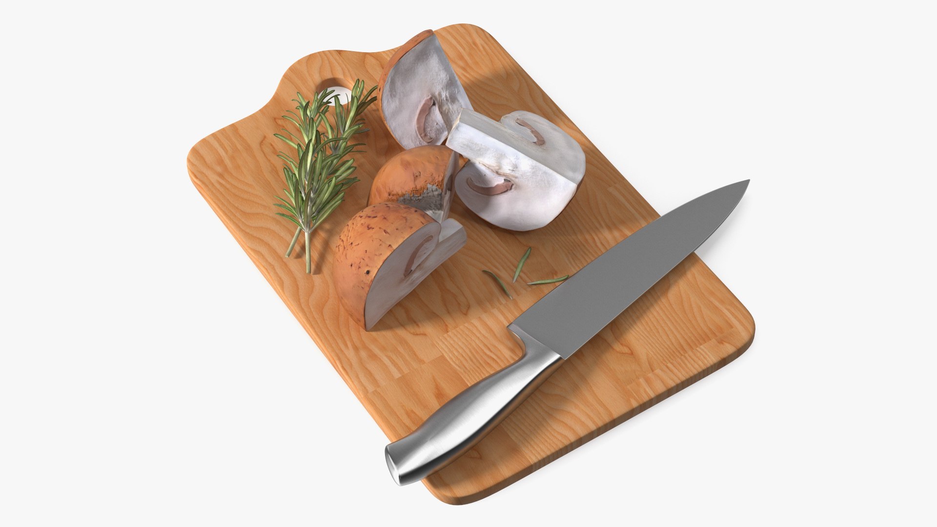 Champignons Chopped on Board 3D model preview