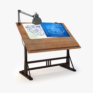 Blueprint Desk with Lamp