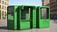 Urban Service Booth with Side Awning Green