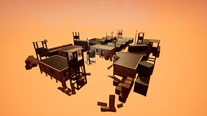 Modular military base with props 3D model