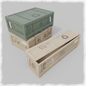 3D Customizable Wooden Crate Duo - Flat and Narrow