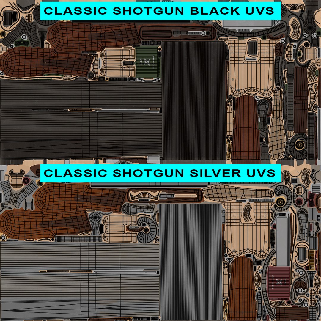 Classic Shotgun Black and Silver Single Mat All PBR Unity UE Textures 3D model https://p.turbosquid.com/ts-thumb/1T/aokQAK/fU/classicsmallshotgunblacksilveruvsfinal/png/1764233862/1920x1080/fit_q87/7d9a1f9813ed86cfdb6048cbdd5c821c70ca6b50/classicsmallshotgunblacksilveruvsfinal.jpg
