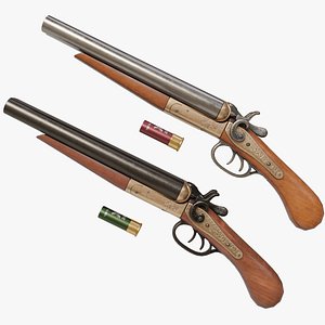 Classic Shotgun Black and Silver Single Mat All PBR Unity UE Textures 3D model