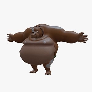3D Chubby Fat Dog Rigged 3D Model model