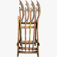Medieval Wooden Polearms  Berdysh Halberd Weapon Rack Pack