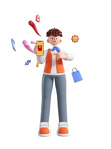 Mobile phone 3D cartoon model