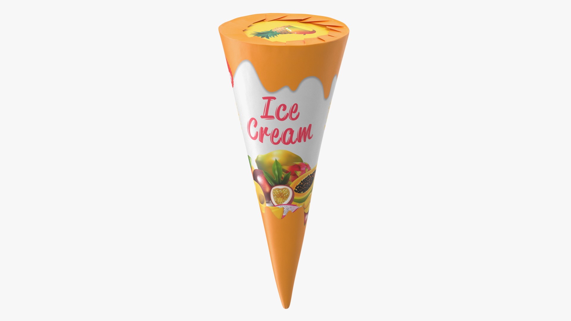 Cone Ice Cream Package Mockup Tropic 3D model preview