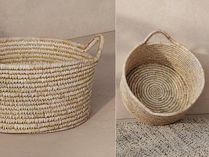 3D model Shallow Storage Basket with Two Handles