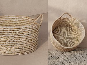 Shallow Storage Basket with Two Handles