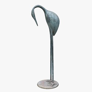 3D Bronze Heron Statue