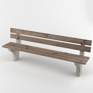 concrete park bench 3D