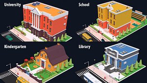 buildings university school 3D model