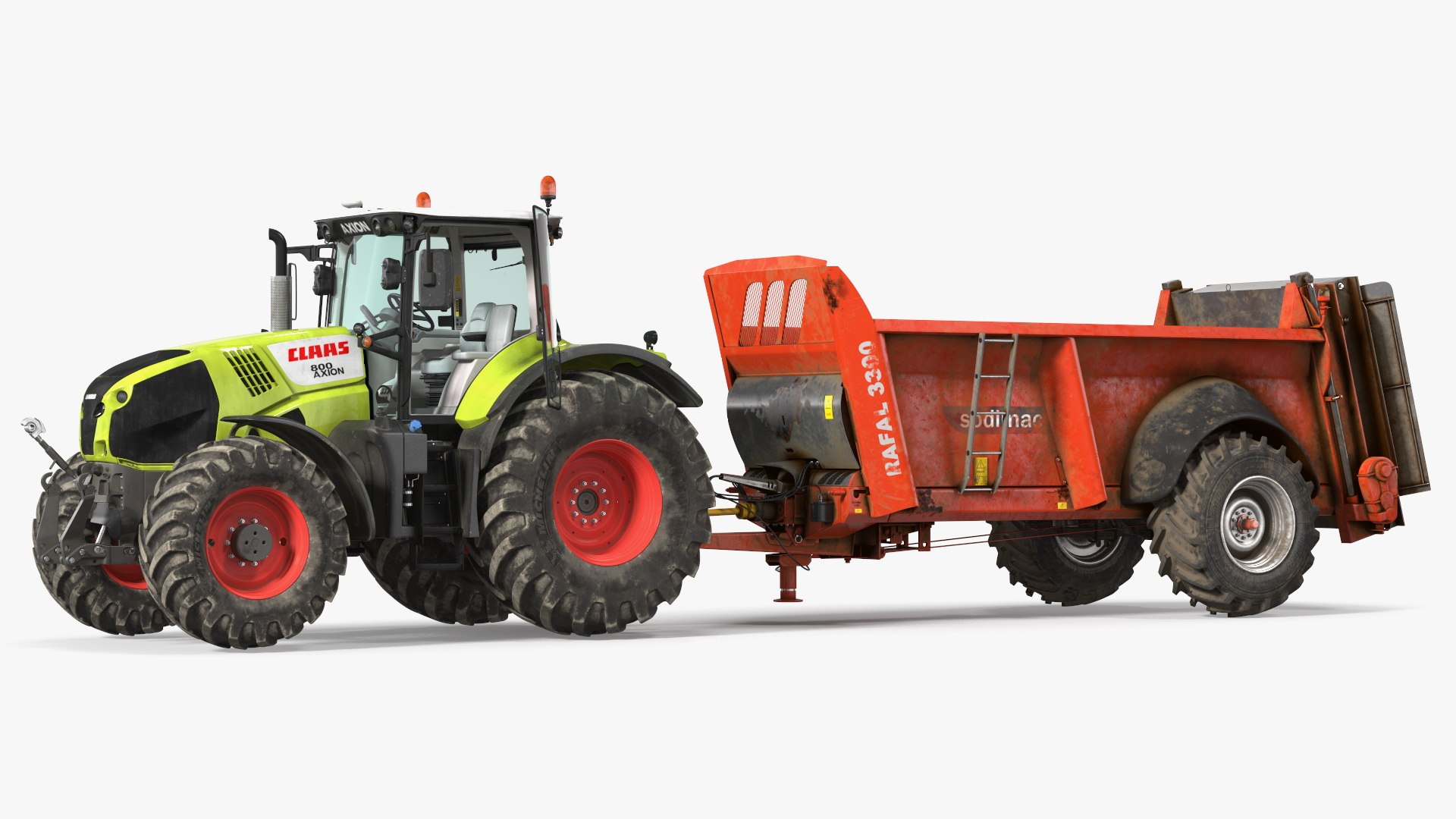Tractor Claas Axion 800 with Sodimac Rafal 3300 Spreader Rigged(1) 3D model preview