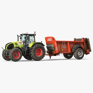 Tractor Claas Axion 800 with Sodimac Rafal 3300 Spreader Rigged(1)
