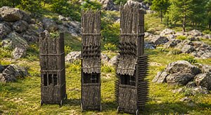 3D model Medieval Siege Tower Pack  Wooden Assault Towers  PBR Game Ready  Realistic