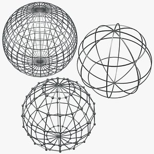 Wireframe Sphere Set 3D