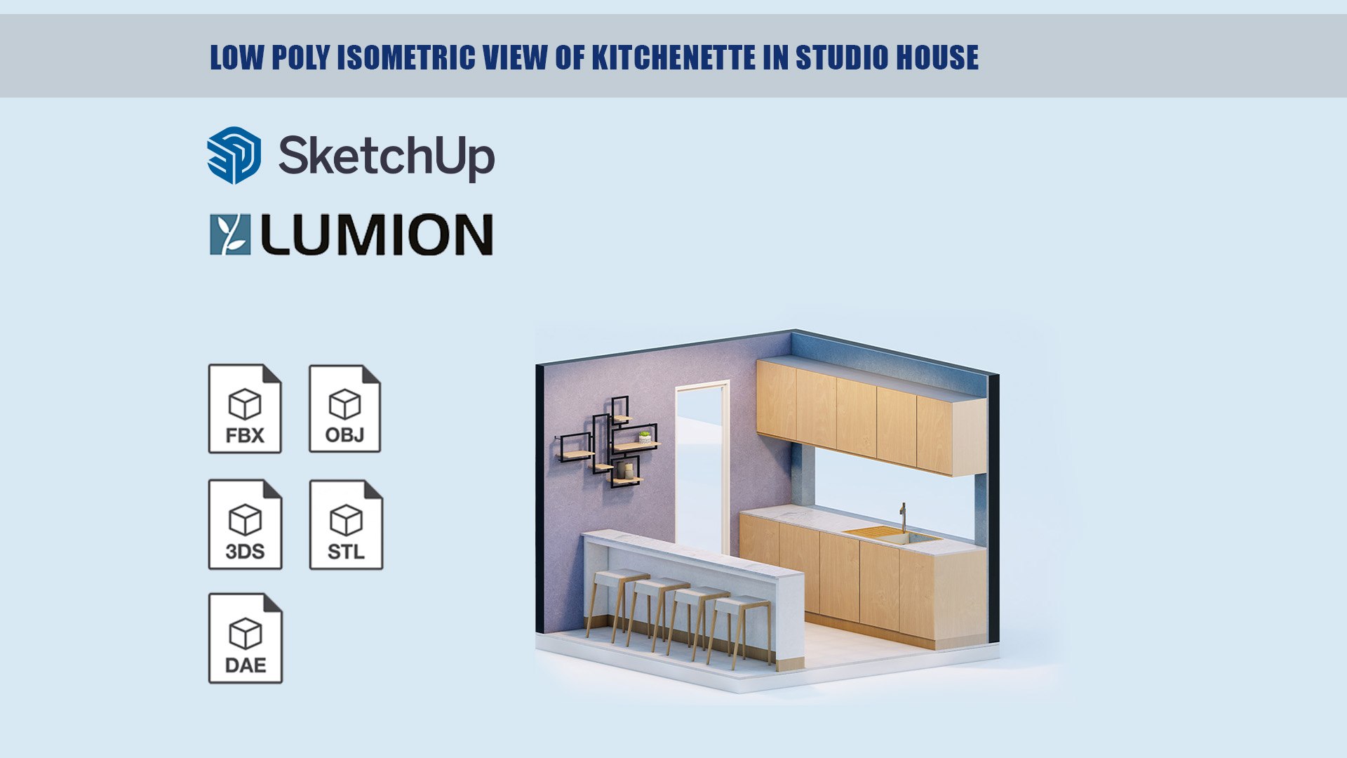 Low Poly Isometric View Of Kitchenette In Studio House 2007 3D Model ...