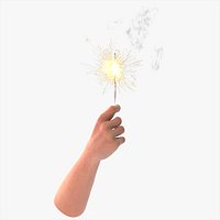 Hand with Lit Sparkler Stick