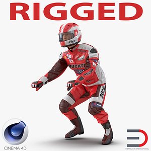 motorcycle rider 2 rigged 3d model