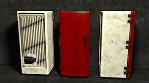 3D old vintage fridge