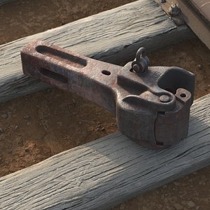 3D Railroad Coupler AAR Type E Rusty