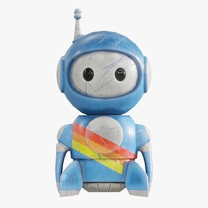 3D Retrobot Sky Paint Version - Technology  Mascot - App and Game Ready model