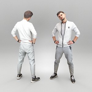Man in tracksuit doing exercise 371 3D model