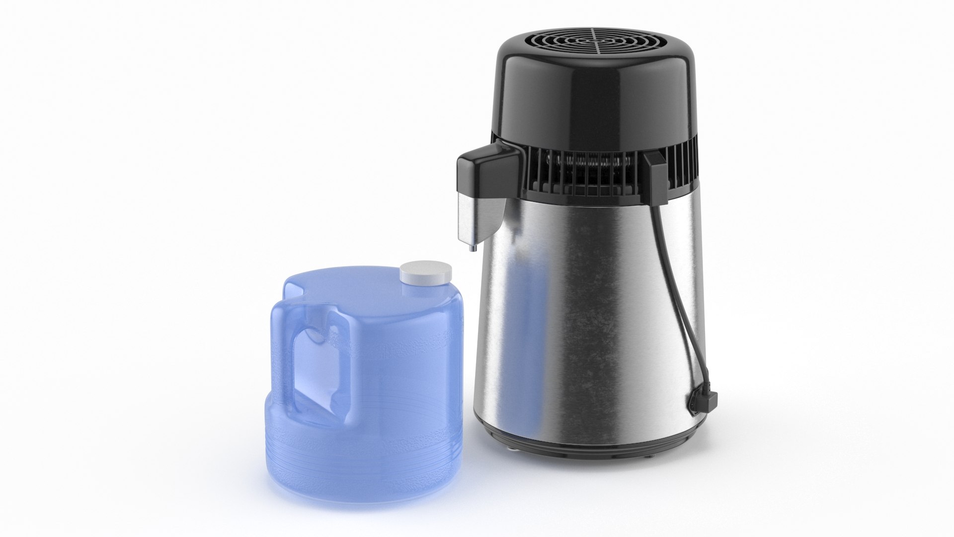 Countertop Water Distiller and Storage Container 3D model for industrial visualization, technical presentation, simulation, product rendering, and animation
