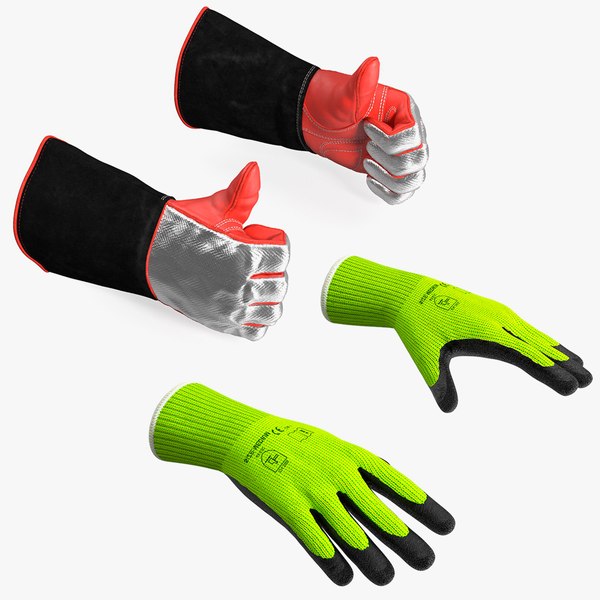 3D model Rigged Heavy Duty Safety Gloves Collection for Modo