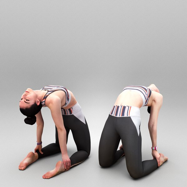 3D Fitness woman stretching in gym 438 model
